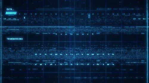 Glowing Abstract Blue Digital Display Grid Background Loop