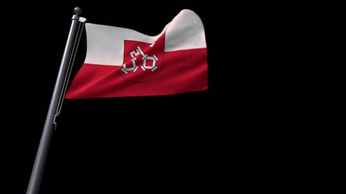 Realistic Waving Flag with Crossed Keys Coat of Arms