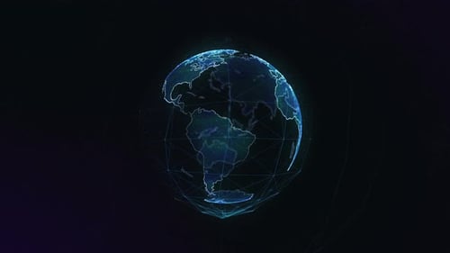 Futuristic Digital Earth Globe Rotating Animation