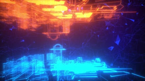 Futuristic Neon Digital Network Background Animation