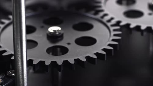 Gear Mechanism Rotating Close Up