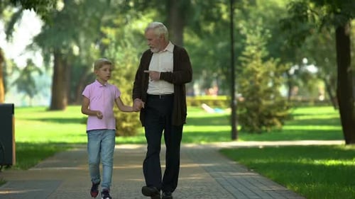 Boy Tells Grandfather About Day at School, Trusting Relations and Friendship