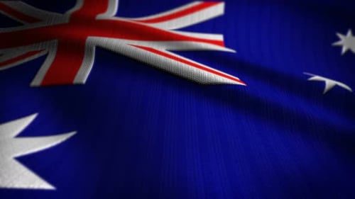Waving Australian Flag with Realistic Fabric Texture