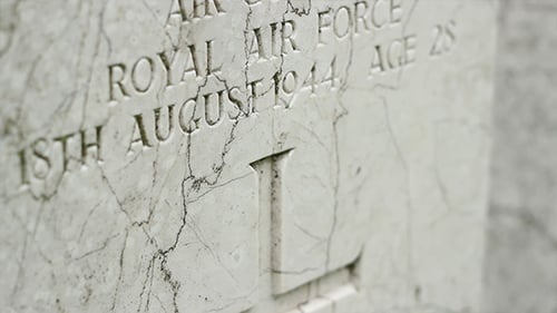 Marble Headstone Carved With Royal Airforce Details