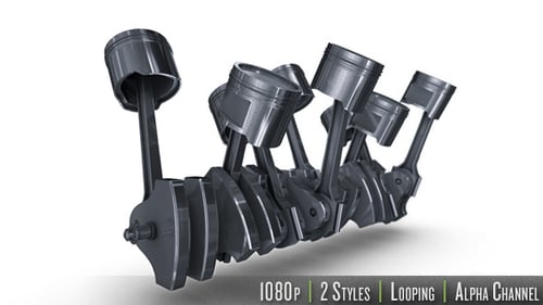 Isolierter V8-Motor von Kolben und Kurbelwelle