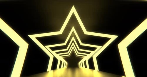 Neon Stars Tunnel - 4K