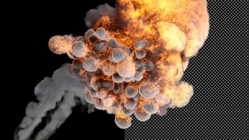 Intense Fiery Explosion Simulation with Dynamic Smoke