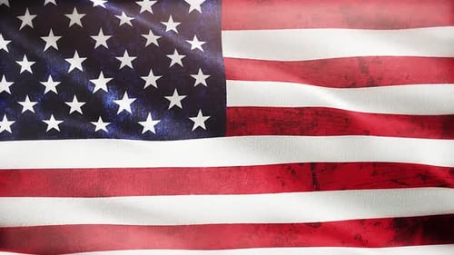 Grunge American Flag Waving Animation