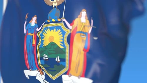 Realistic Waving Flag of New York State Seamless Loop