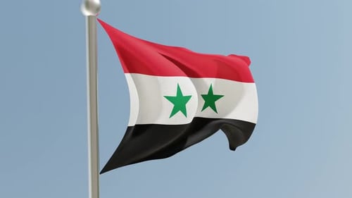 Realistic Syria Flag Waving Seamlessly Against a Clear Blue Sky
