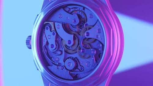 Studio animation of stainless steel luxury watch. Moving light source.