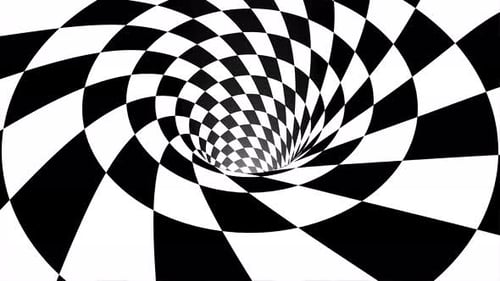 Abstract motion animation in a black and white tunnel