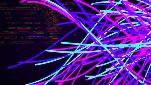 Abstract Chaotic Multicolored Neon Lines Fluorescent Ultraviolet Light Seamless Loop