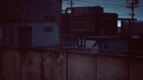 Industrial Zone in Dark Cloudy Weather