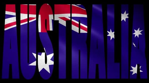 Waving Australian Flag in Text Title Graphic