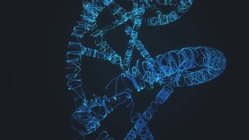 Evolving Abstract Glowing DNA Helix Structure Animation