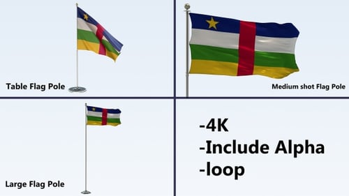 Central African Republic Flag Waving Animation with Alpha Channel