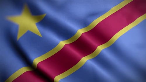 Democratic Republic of Congo Flag Realistic Waving Motion