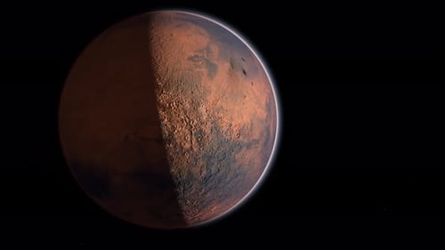 Realistic Red Planet Mars Rotating in Dark Space
