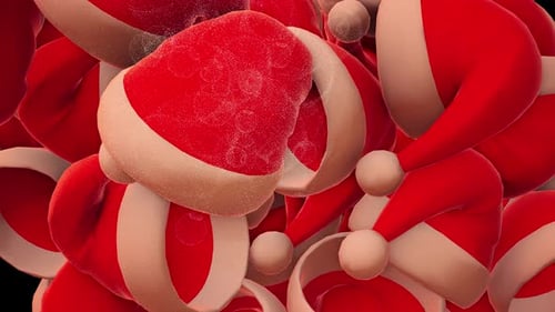 Falling Christmas Santa Hats Seamless Loop Background