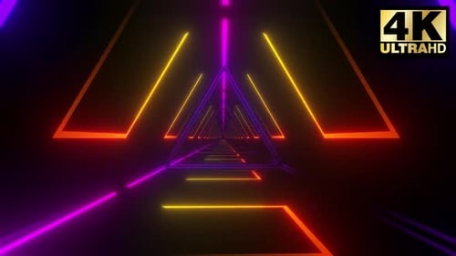 Dynamic Neon Triangle Tunnel Loop for Abstract Backgrounds