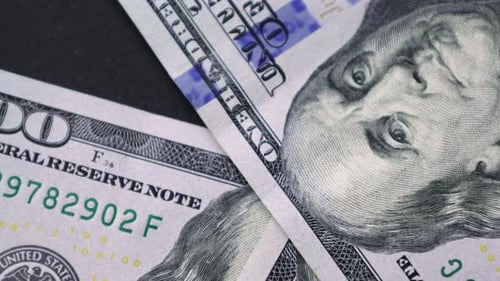 Close-up of One Hundred Dollar Bills