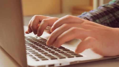 Hands Typing on Laptop, Closing Laptop