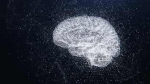 Futuristic Digital Brain Rotating in Neural Network