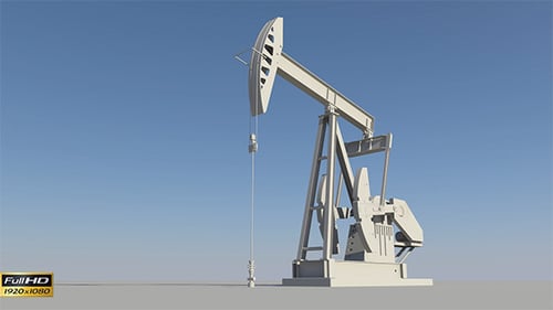 3D Animated Oil Pump Jack Pumping on Transparent Background