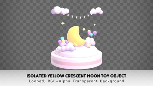 Isolated Yellow Crescent Moon Toy Object