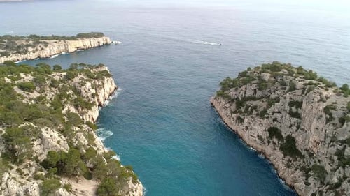Drone footage of calanque in Cassis, south of France