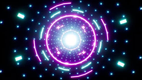 VJ Verbindung zwischen blauem Glitter und zufälligen Formen