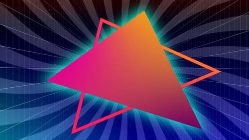 Retro Synthwave Abstract Triangle with Neon Glow Background Animation