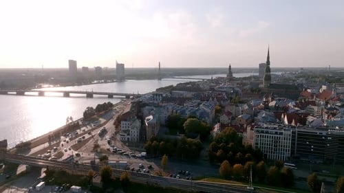 Beautiful Aerial View of Riga City the Capital of Latvia