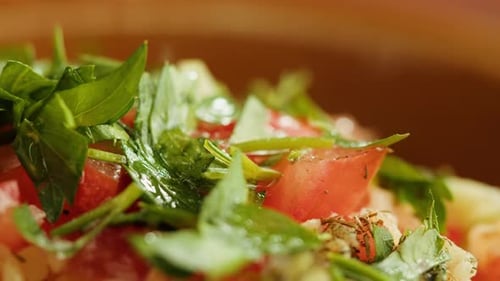 Close Up of a Fresh Salad with Herbs