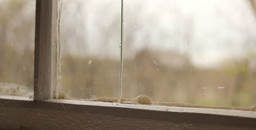 Old Window Pane View with Dirty Glass