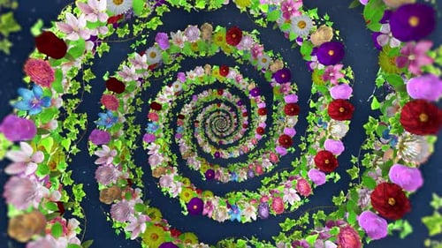 Colorful Floral Spiral Tunnel Loop Background