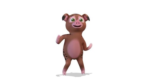 Cute Spotted Pig Character Dancing 3D Animation