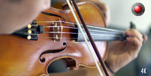 Violinist Plays Beautiful Music, Close Up