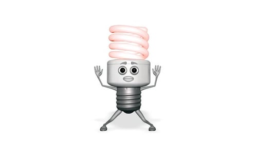 Red Light Bulb Jumping Looped White Background