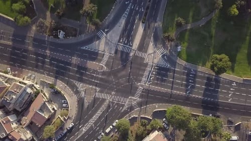Aerial view of an empty crossroad in Jerusalem Israel