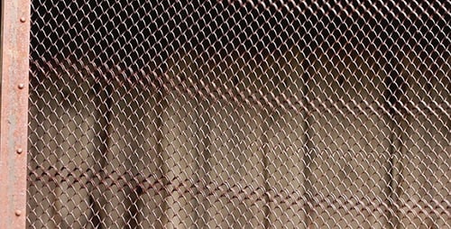 Rusty Chain-Link Fence, Close-Up View