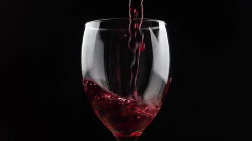 Red Wine Being Poured into Glass Close Up