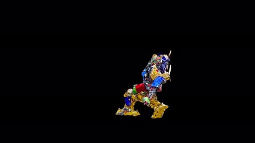 Animated Colorful Robot Character Dancing on Black Background