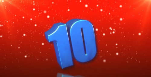Bright 3D Number Countdown with Red Background and Particles