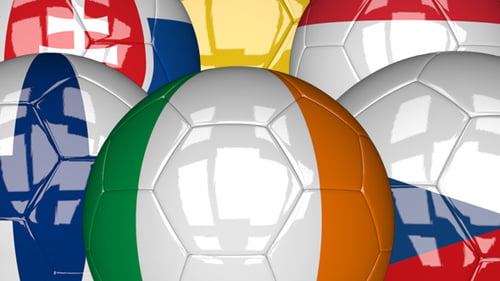 Animated 3D Soccer Balls Displaying National Flag Designs