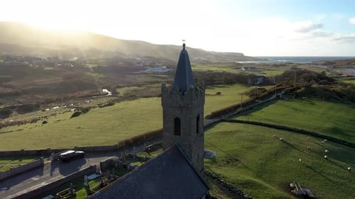 Aerial View of the Church of Ireland in Glencolumbkille Republic of Ireland