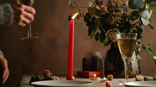 Candlelit Dinner Table for Romantic Evening