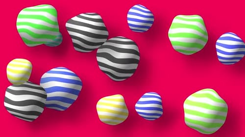 Abstract colorful background with flying or floating simple geometric forms. 3d wave sphere.