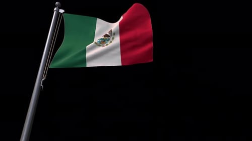Realistic Waving Mexican Flag with Alpha Channel